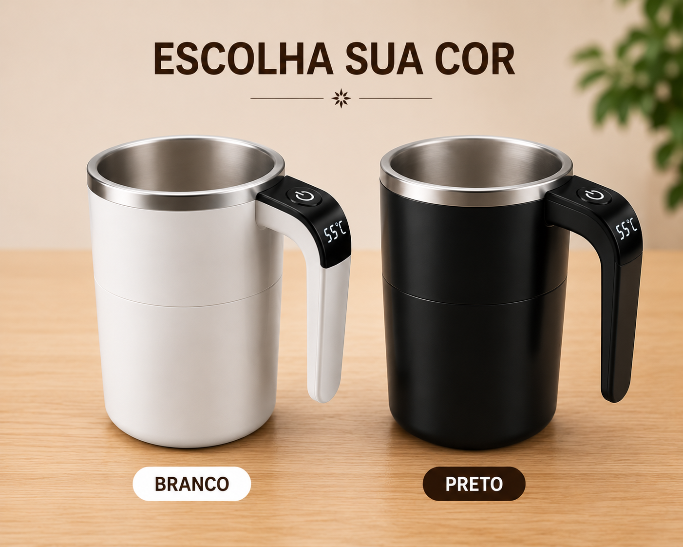 Caneca Mixer Automática Elétrica 380ml | Mistura Café, Chocolate e Whey | Lumora