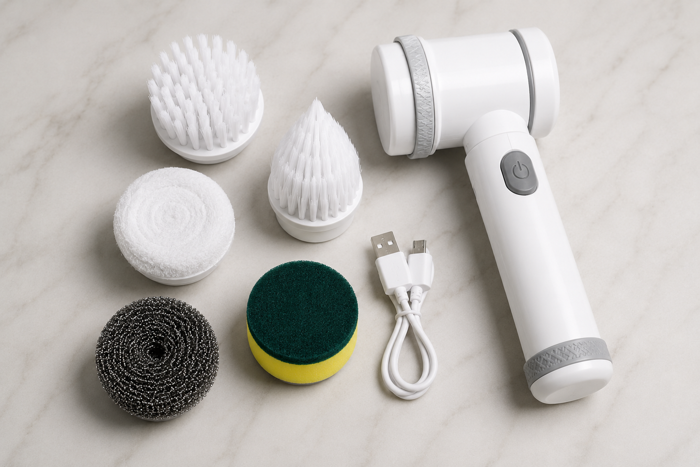 Escova Elétrica de Limpeza 5 em 1 Recarregável USB | Banheiro, Cozinha e Azulejos | Lumora