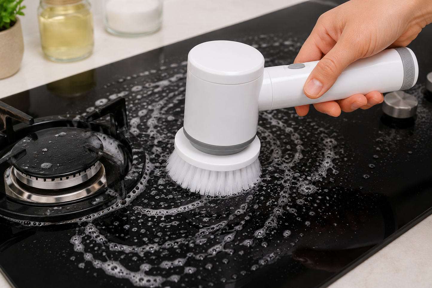 Escova Elétrica de Limpeza 5 em 1 Recarregável USB | Banheiro, Cozinha e Azulejos | Lumora
