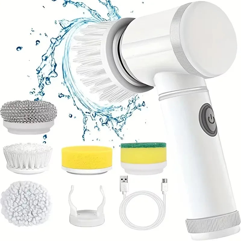 Escova Elétrica de Limpeza 5 em 1 Recarregável USB | Banheiro, Cozinha e Azulejos | Lumora