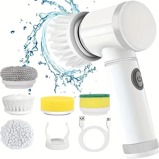 Escova Elétrica de Limpeza 5 em 1 Recarregável USB | Banheiro, Cozinha e Azulejos | Lumora